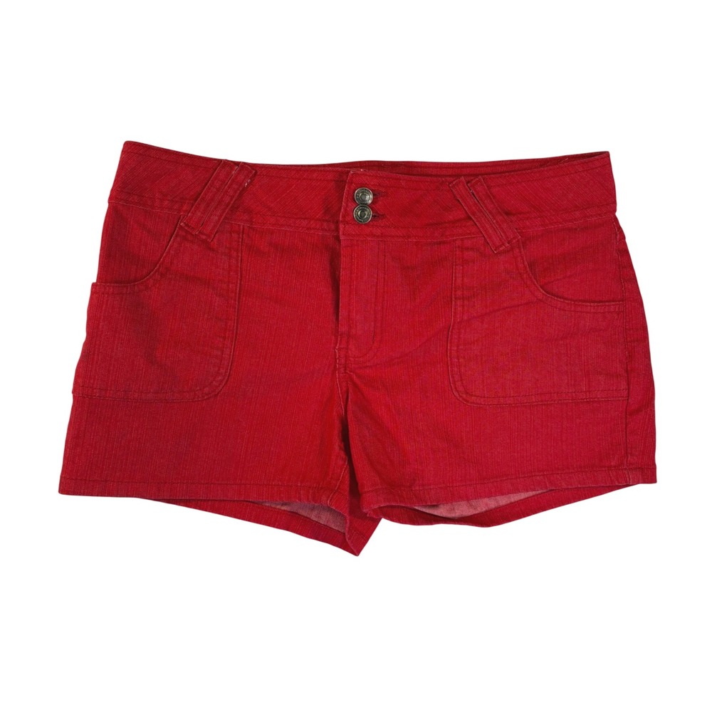 No Boundaries Juniors Red Stretch Denim Shorts Size 7 24SQ155